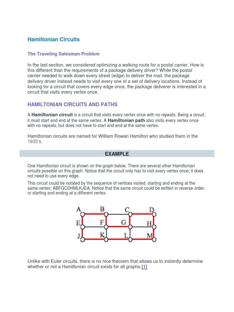 Hamiltonian Circuits and Paths Explained | PDF | Mathematical Concepts ...