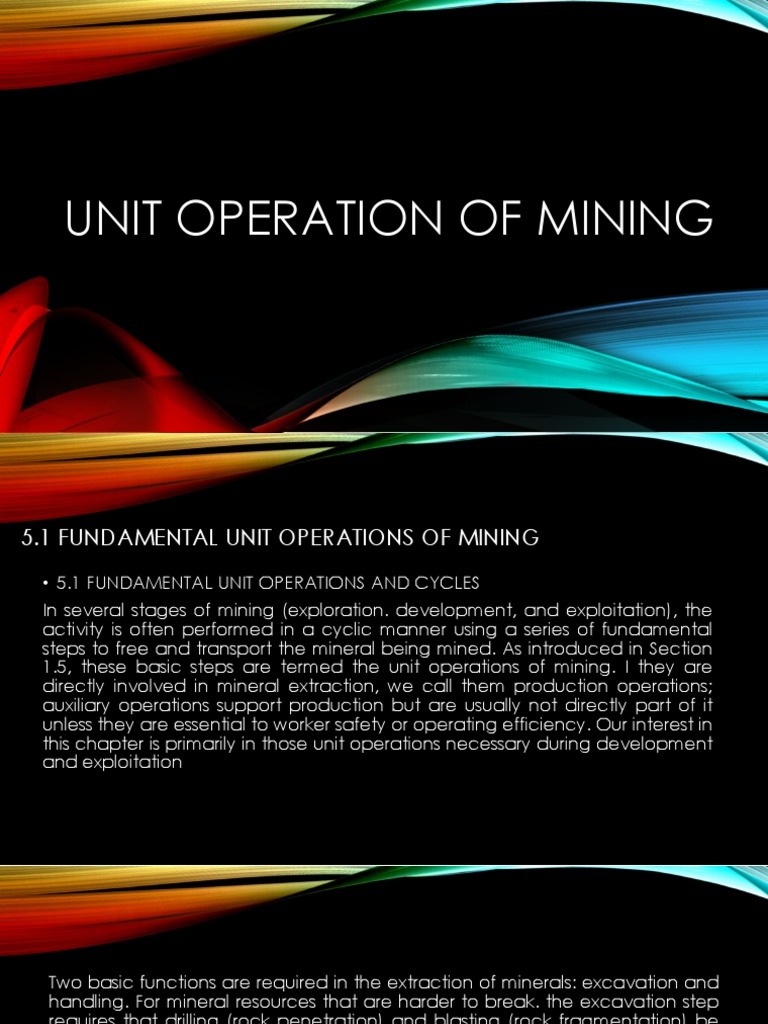 Unit Operations in Mining Processes | PDF | Explosion | Mining
