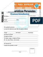 Ficha de Caracteristicas Personales para Segundo de Primaria