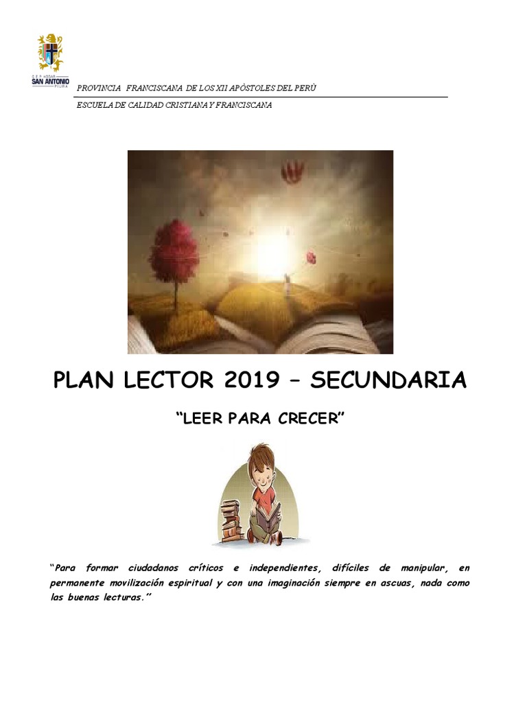 Plan Lector Secundaria 2019 Pdf Comprensión Lectora Cognición