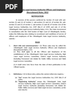 Chhattisgarh State Legal Services Authority Officers and Employees (Recruitment) Rules, 2012 Notification