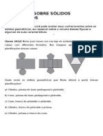 Exercícios Sobre Sólidos Geométricos