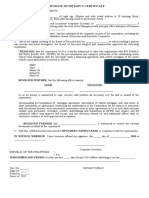 Secretary Certificate For Pre-Termination of Mortgage - Vehicle