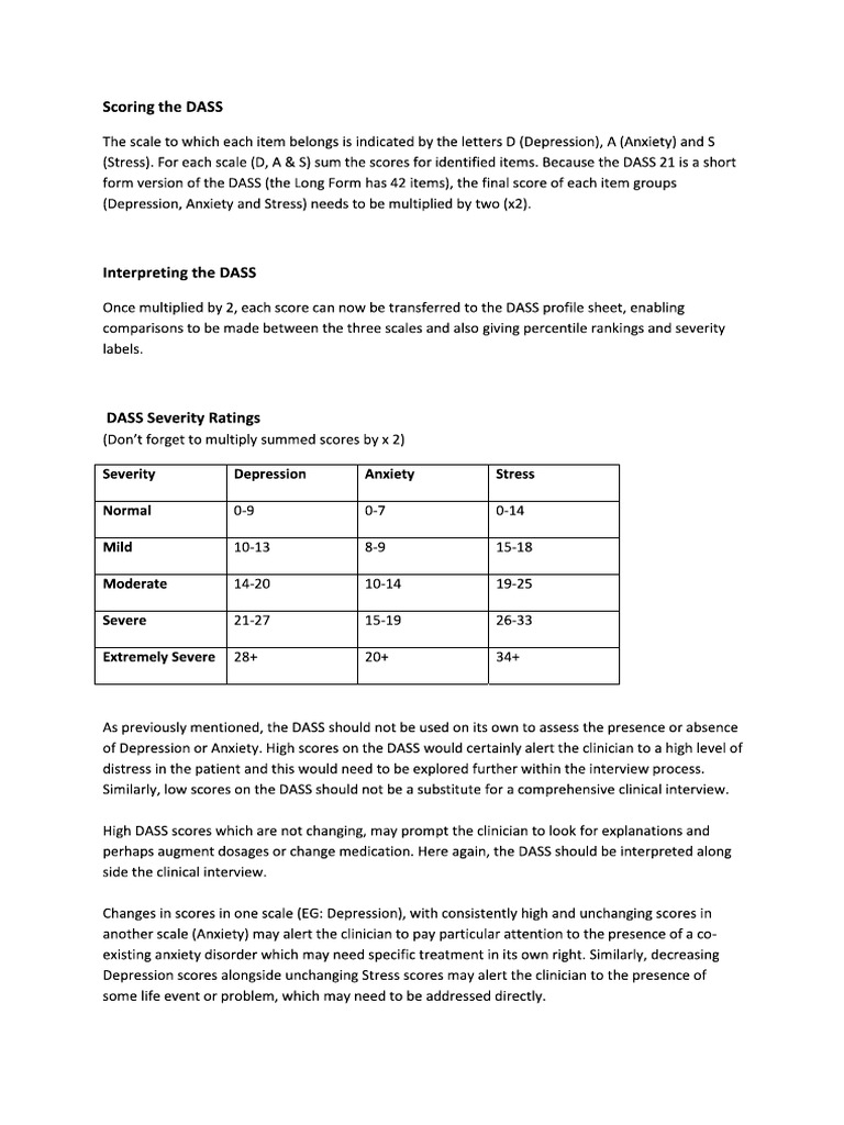 DASS 21 Scoring | PDF