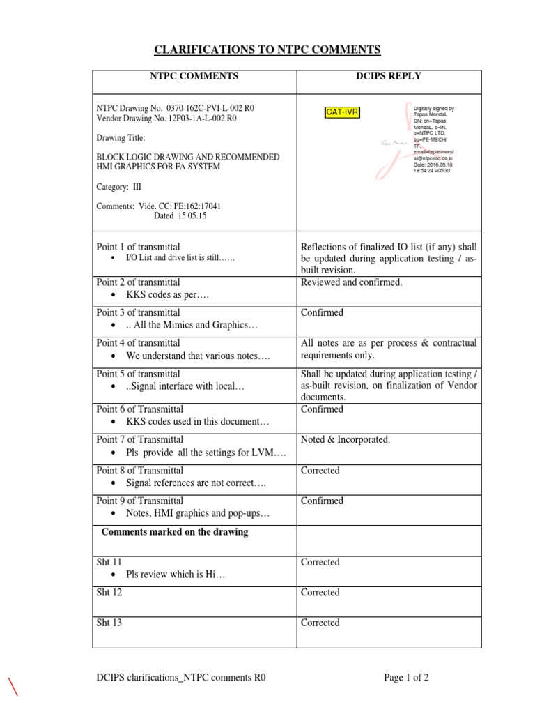 Clarifications To NTPC Comments | PDF | Mechanical Engineering ...