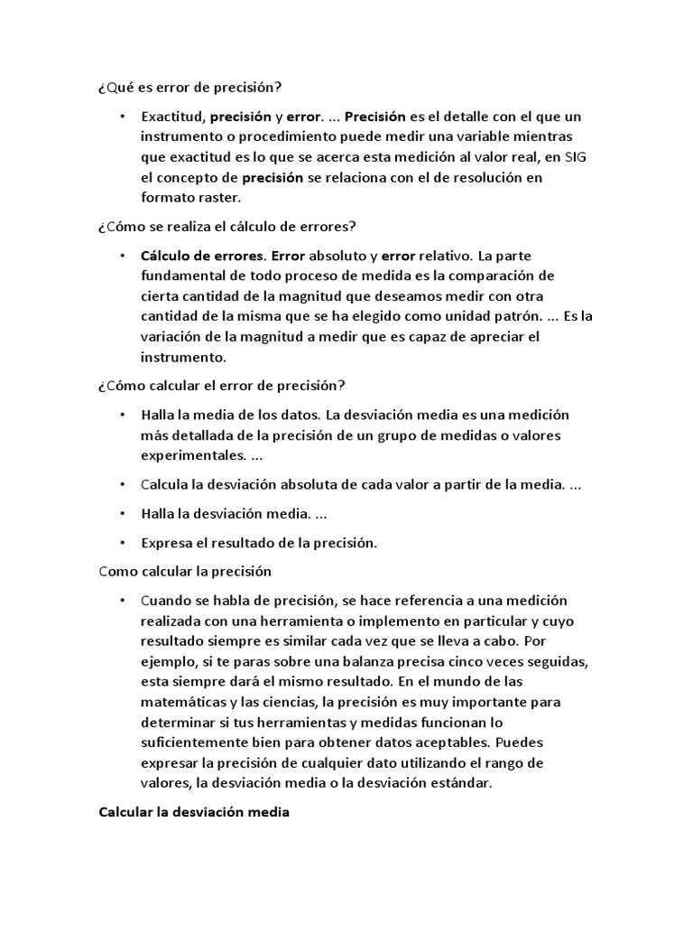 Cómo calcular el error de precisión | PDF | Medición | Personajes ...