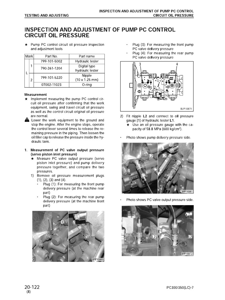 Hydraulic Pump Adjustment Procedures | PDF | Pump | Valve