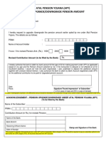 Atal Pension Yojana (Apy) Form To Upgrade/Downgrade Pension Amount