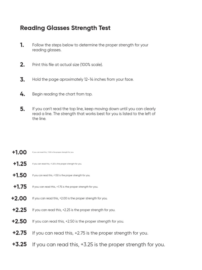 Reading Glasses Strength Test If You Can Read This, +3.25 Is The