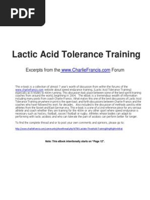 Lactic Acid Tolerance Training Pdf Pdf Lactic Acid E Books