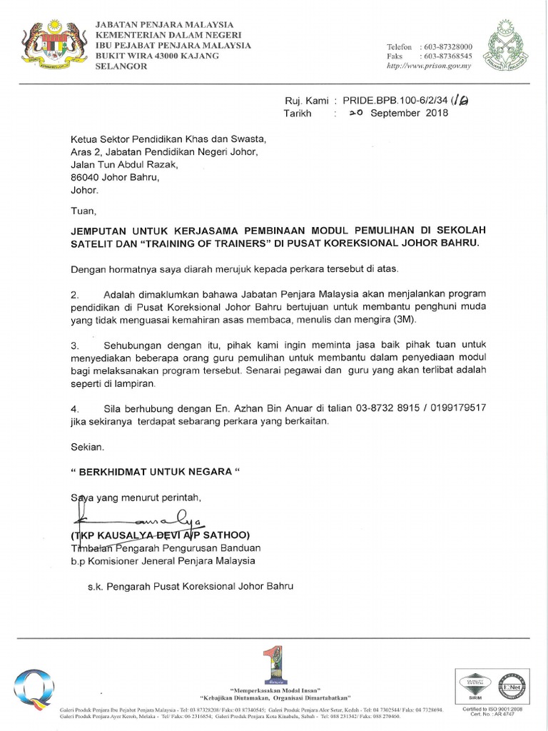 2018 09 22 Surat Rasmi Jpnj Pdf