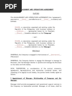Management and Operations Agreement Contract