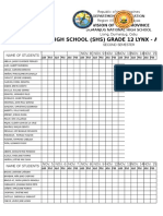Senior High School (SHS) Grade 12 Lynx - Attendance Sheet: Division of Cebu Province