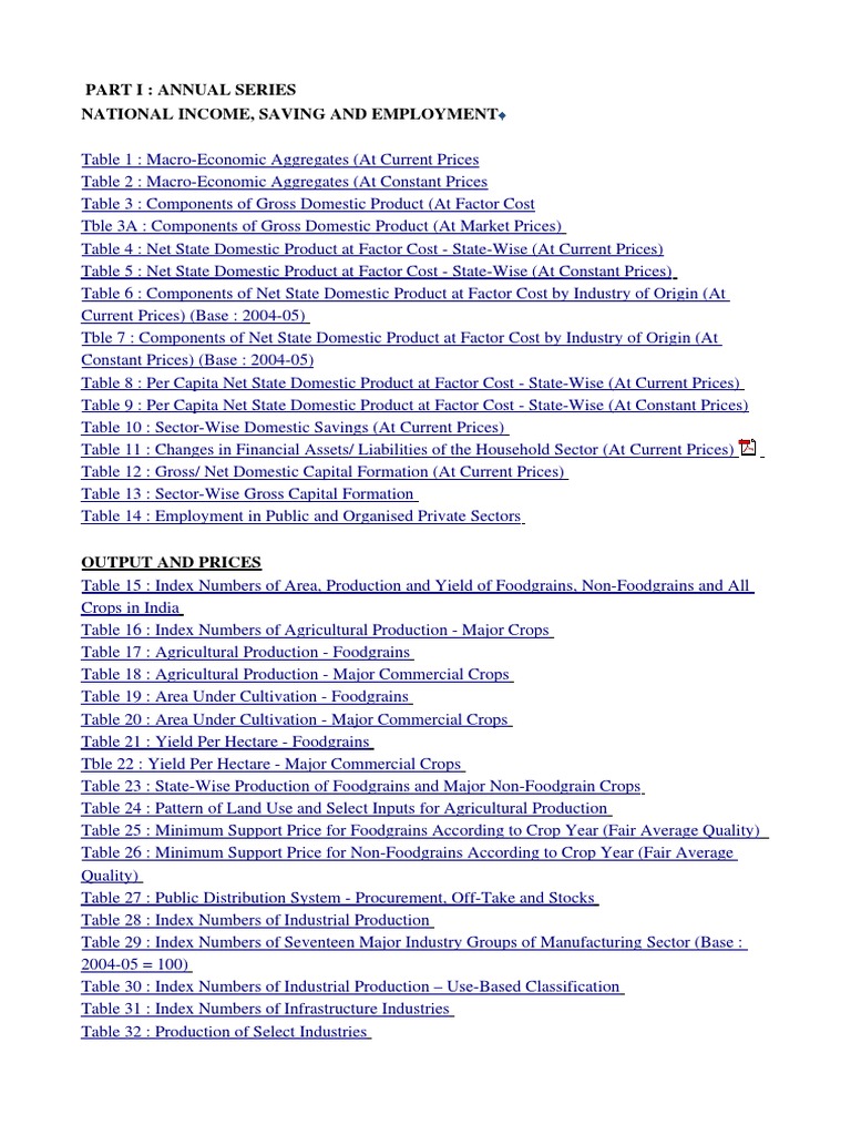 Part I: Annual Series National Income, Saving and Employment | Download ...