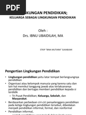 Lingkungan Pendidikan Keluarga Sebagai Lingkungan Pendidikan