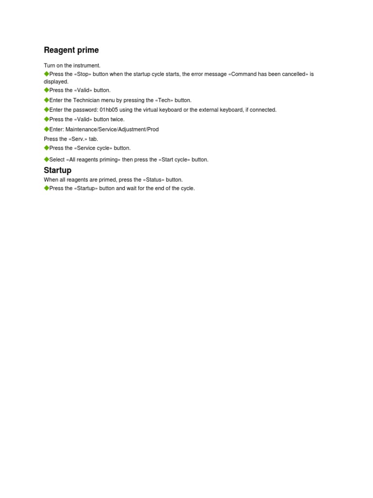Reagent Priming Procedure Guide | PDF | Computers | Technology ...