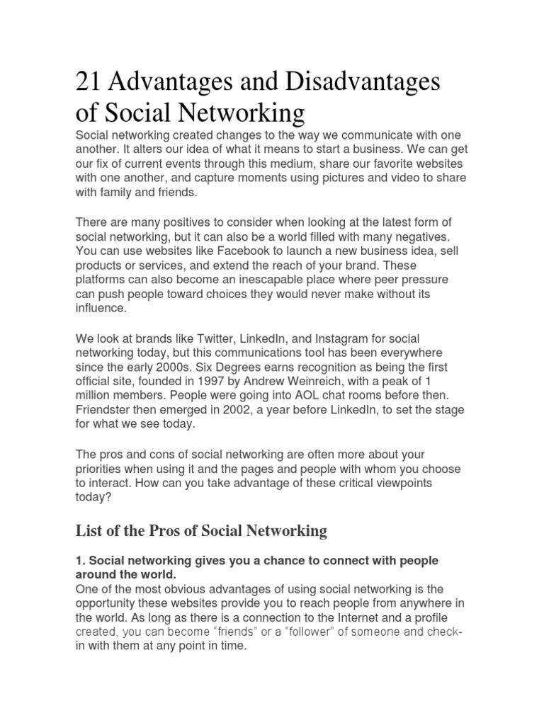 Social Networking: Pros and Cons | PDF | Social Networking Service ...