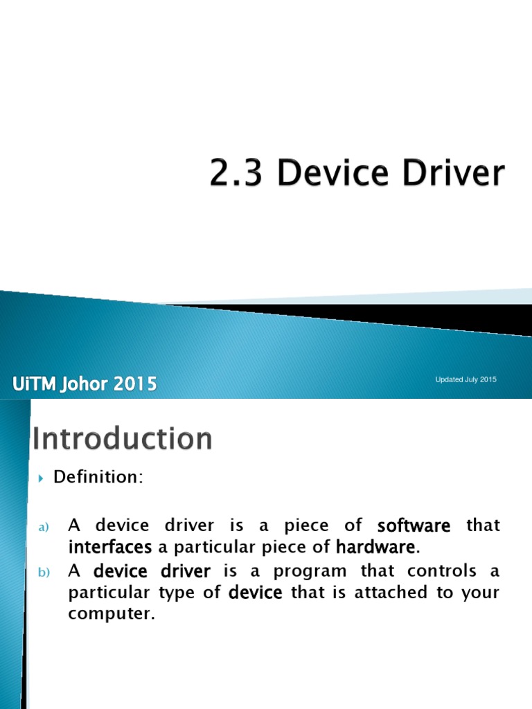 2.3 Device Driver PDF Input/Output Device Driver