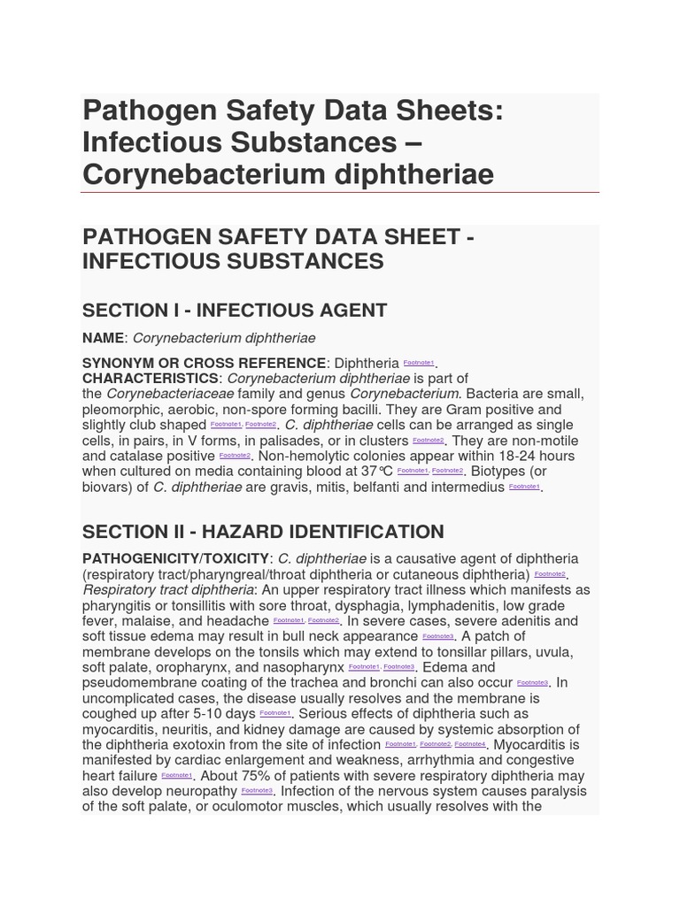 Pathogen Safety Data Sheets PDF Vaccines Diseases And Disorders