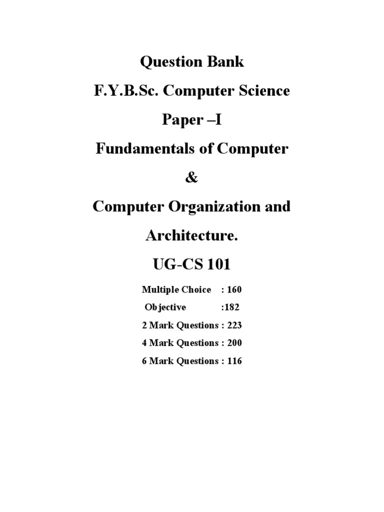 F. Y. B. Sc. (Computer Science) Paper I Question Bank PDF | PDF ...