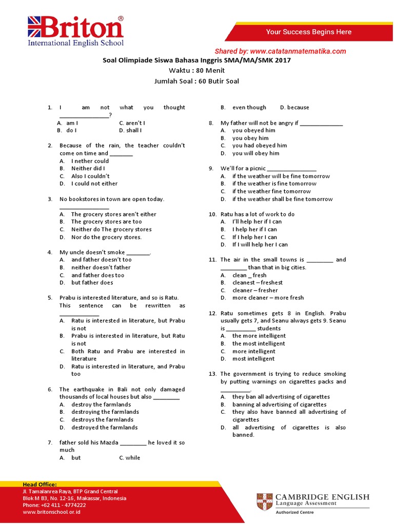 Soal Olimpiade Bahasa Inggris 2019 Jec Leaked Pdf