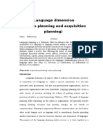 Language Dimension (Status Planning and Acquisition Planning)