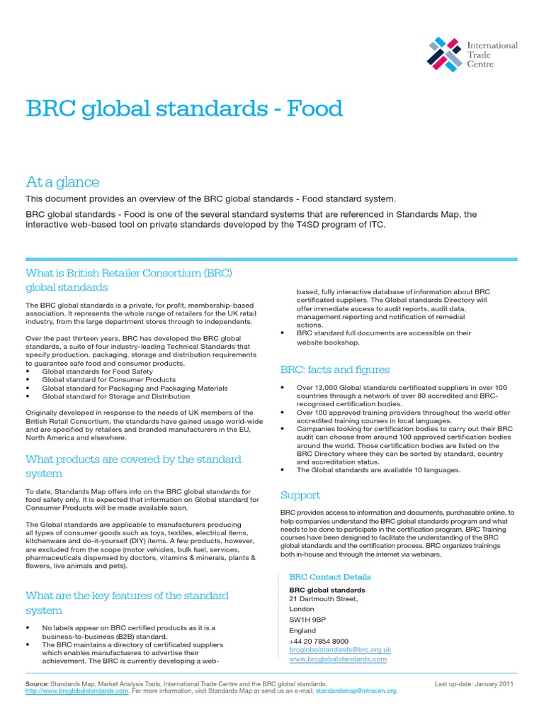 BRC Global Standards - Food: at A Glance | PDF | Audit | Waste Management