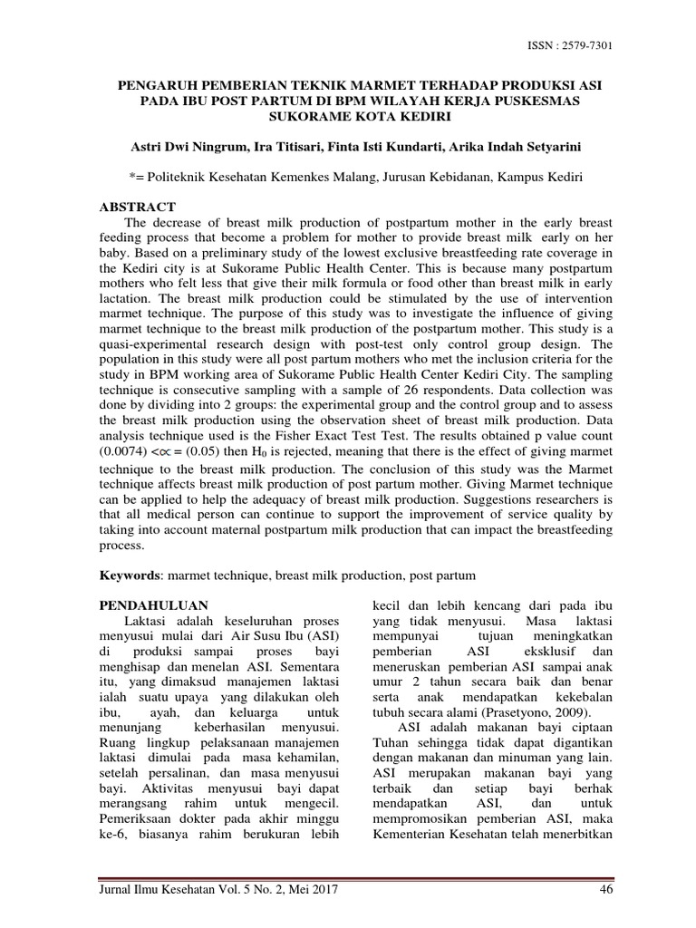 Marmet Technique Boosts Postpartum Milk Production | PDF ...
