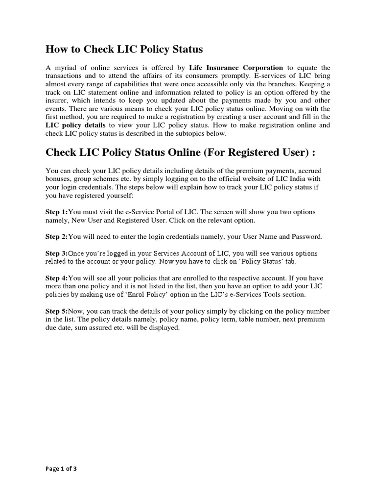 Check Lic Policy Claim Status