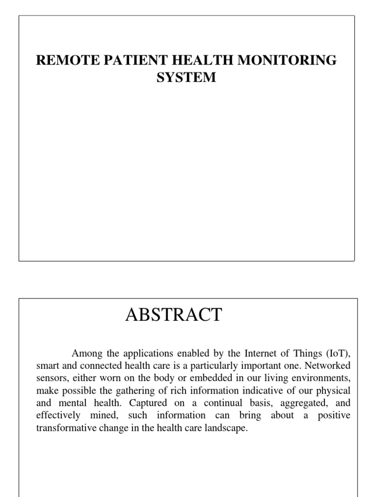IoT-Based Remote Patient Monitoring System | PDF | Sensor | Cloud Computing