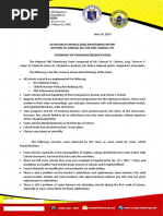 Summary of Findings/Observations: Oplan Balik Eskwela (Obe) Monitoring Report Division of Surigao Del Sur and Tandag City