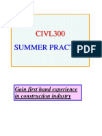 CIVL300 Summer Construction Experience