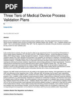 Three Tiers of Medical Device Process Validation Plans: Yeong-Lin Chen