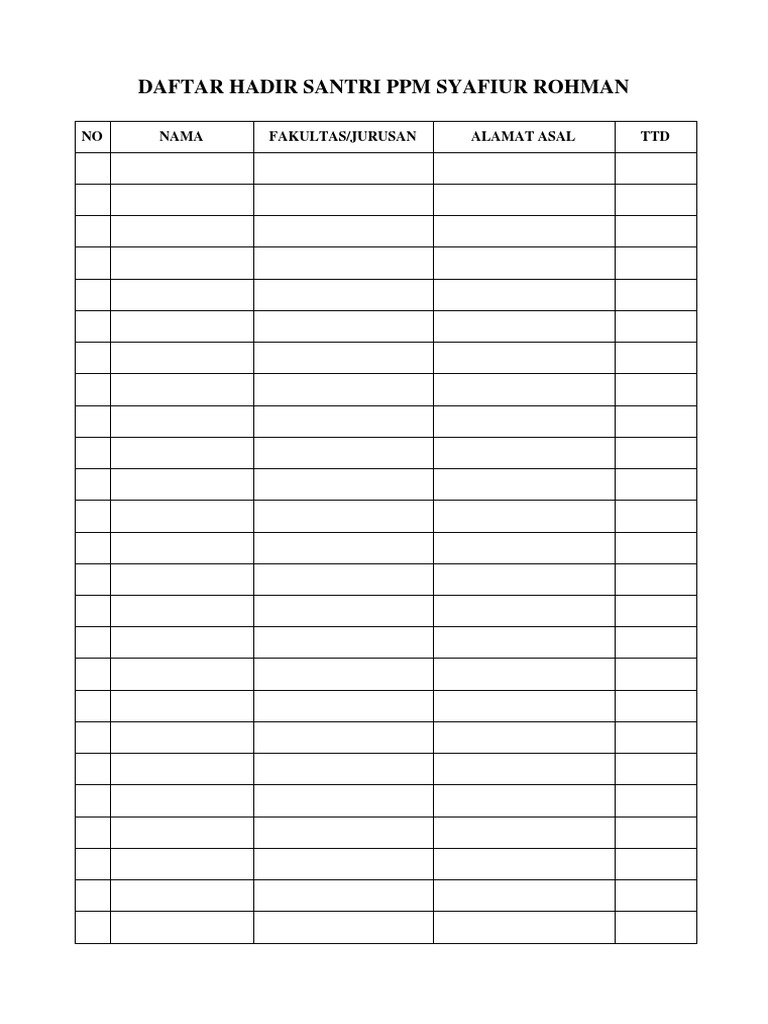 Daftar Hadir (Kosongan)