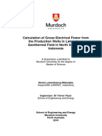 Calculation of Gross Electrical Power from Production Wells in Lahendong Geothermal Field