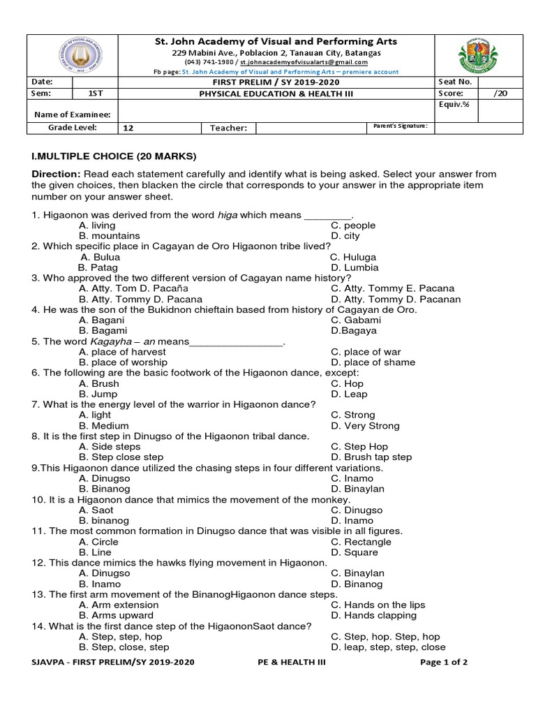 Checked PHYSICAL EDUCATION AND HEALTH GRADE 12 | PDF | Cognition ...