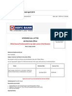 HDFC - Interview Call Letter - BSO - 2nd April 2019