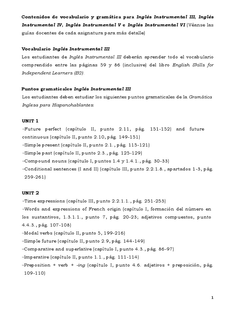 Independent Learners B2 Instrumental Iv Ingles Instrumental V E Ingles Instrumental Vi Veanse Las Vocabulario Morfologia