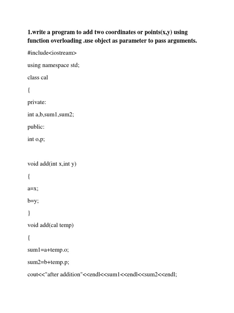 C++ Program for Coordinate Addition | PDF | C++ | Software