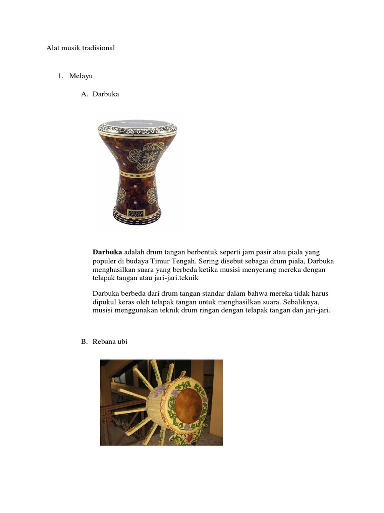 Darbuka Adalah Drum Tangan Berbentuk Seperti Jam Pasir Atau Piala Yang