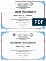 Certificate of Recognition: Josephine P. Temblor