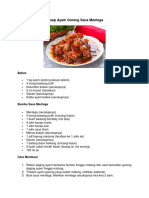 Resep Ayam Goreng Saus Mentega