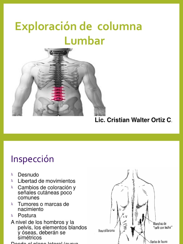 Exploración Física de Columna Lumbar | PDF | La columna vertebral ...