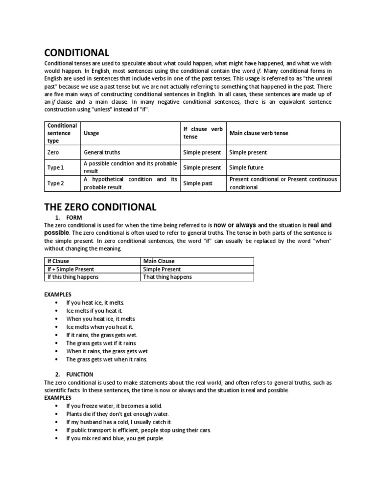Conditional If Type 0, 1 & 2 | PDF | Languages | Language Arts & Discipline