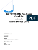 ISO 45001 Readiness Checklist for Prime Mover Corp