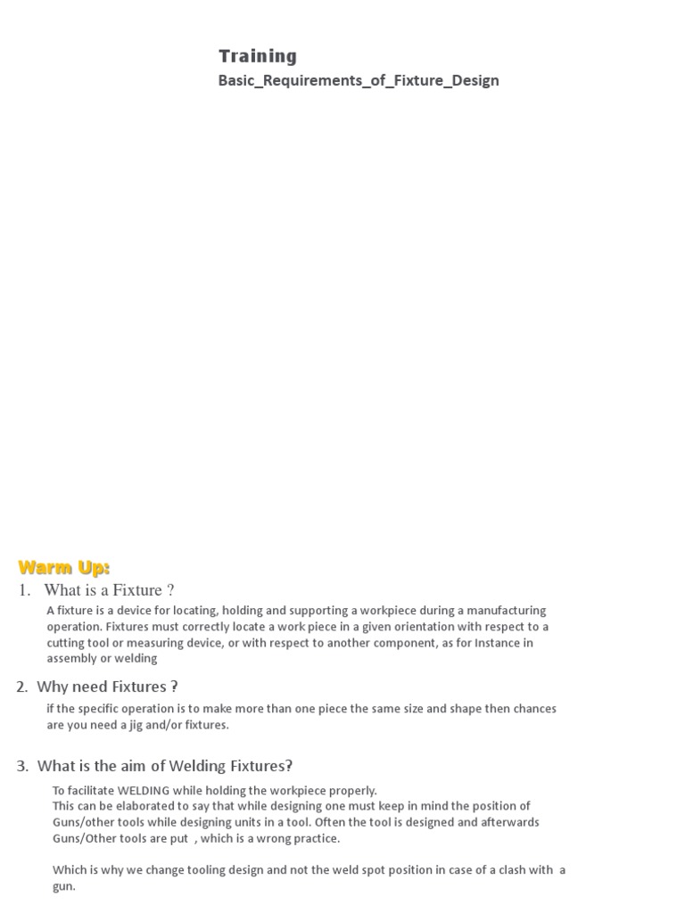 Training Basic Requirements of Fixture Design | PDF | Metalworking ...
