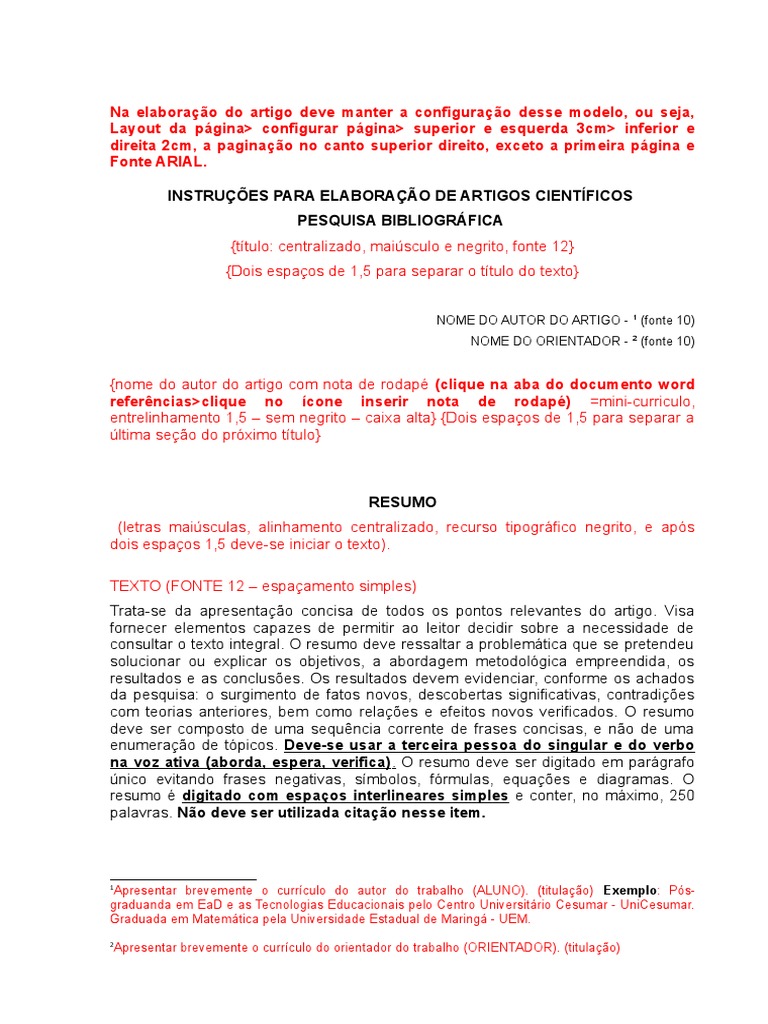 Modelo De Artigo De Tcc Pdf Citação Caixa Alta E Caixa Baixa