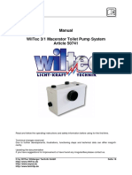 Manual Wiltec 3/1 Macerator Toilet Pump System Article 50741