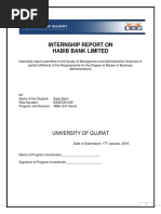 Internship Report On Habib Bank Limited: University of Gujrat