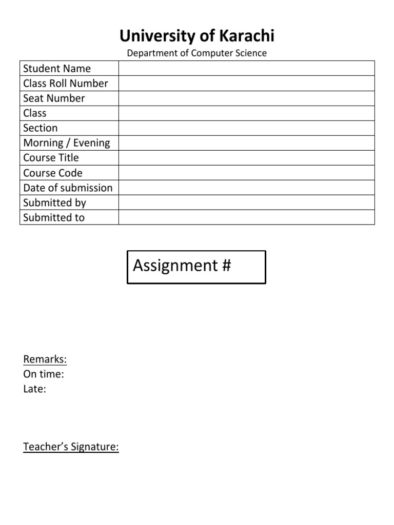 Assignment Front Page Template | PDF
